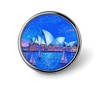 Spille personalizzate Sydney Opera House Blue Night da 1 pollice, spilla da colletto personalizzata, distintivo vintage per borse, cappelli, giacche, zaini, abiti, camicie, vestiti, decorazione, coll
