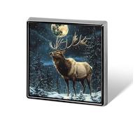 Spille quadrate alla moda a forma di cervo nella luna invernale per uomo e donna, spille in metallo divertenti, distintivi per giacca, borsa e cappello