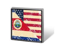 Spille quadrate alla moda con bandiera vintage degli Stati Uniti e della Costa Rica per uomo e donna, spille in metallo divertenti, distintivi per giacca, borsa e cappello