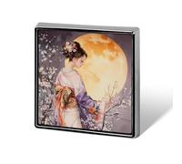Spille quadrate alla moda con donna giapponese in kimono, per uomo e donna, spille in metallo divertenti, distintivi per giacca, borsa e cappello.