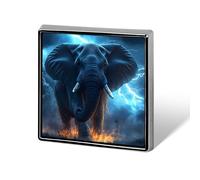 Spille quadrate alla moda con elefante africano che sfida i tuoni per uomo e donna, spille in metallo divertenti, distintivi per giacca, borsa e cappello