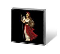 Spille quadrate alla moda con la dea della mitologia greca per uomo e donna, spille in metallo divertenti, distintivi per giacca, borsa, cappello