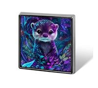 Spille quadrate alla moda con motivo a lontra nelle foreste per uomo e donna, spille in metallo divertenti, distintivi per giacca, borsa e cappello