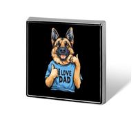 Spille quadrate alla moda con scritta "Pastore tedesco, amo papà", per uomo e donna, spille in metallo divertenti, distintivi per giacca, borsa e cappello