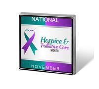 Spille quadrate con nastro viola e verde per la sensibilizzazione sulle cure palliative e sugli hospice, spille smaltate, decorazioni per feste