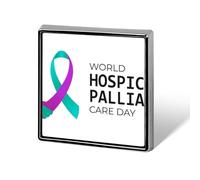 Spille quadrate con nastro viola e verde per la sensibilizzazione sulle cure palliative e sugli hospice, spille smaltate, decorazioni per feste
