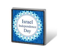 Spille quadrate con scritta "Happy Israel Independence Day", spille smaltate, decorazioni per feste.