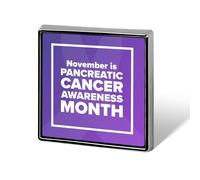 Spille quadrate con scritta "Io indosso il viola per la sensibilizzazione sul cancro al pancreas", spille da bavero, bottoni smaltati, decorazioni per feste