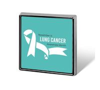 Spille quadrate con stemma "Io indosso il bianco" per il mese della sensibilizzazione sul cancro ai polmoni, spille da bavero, bottoni smaltati, decorazioni per feste