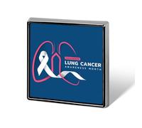 Spille quadrate con stemma "Io indosso il bianco" per il mese della sensibilizzazione sul cancro ai polmoni, spille da bavero, bottoni smaltati, decorazioni per feste