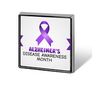 Spille quadrate per il mese della consapevolezza sull'Alzheimer e sul cervello, spille da bavero, bottoni smaltati, decorazioni per feste