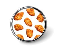 Spille rotonde a forma di nuggets di pollo fritti, ideali per abiti e cappotti.