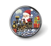 Spille rotonde, accessori per abiti, spille da bavero, spille vintage con trenino di Babbo Natale, regali per donne e uomini, souvenir