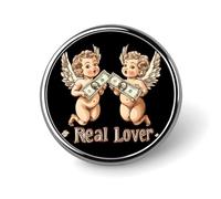 Spille rotonde con angelo e banconota da un dollaro, spilla da bavero, distintivo, decorazione per abbigliamento e cappelli, regalo per uomo e donna.