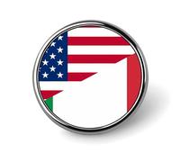 Spille rotonde con bandiere degli Stati Uniti e dell'Italia, accessori per abbigliamento uomo e donna.