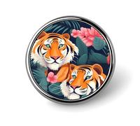 Spille rotonde con motivo floreale a forma di tigre, spille da bavero, decorazioni per abbigliamento per donne e uomini.