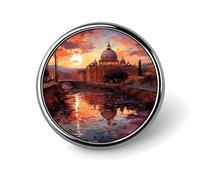 Spille rotonde con motivo tramonto di Roma e bottone, spille con immagine personalizzata, porta badge rotondi per decorare cappelli, camicie, vestiti, borse e accessori.