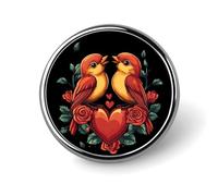 Spille rotonde con uccellini innamorati per San Valentino, spille da bavero, distintivi per abbigliamento e cappelli, decorazioni per uomo e donna, regali.