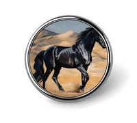 Spille rotonde da bavero per uomo e donna, cavallo arabo nero, 2,5 cm, in smalto, lega di alluminio, spilla in metallo per cappelli, giacche, zaini, abiti. Spille alla moda per bomboniere e regali.