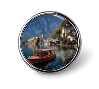 Spille rotonde da colletto per abiti e cappotti, ispirate al villaggio di montagna di Hallstatt e al lago delle Alpi.