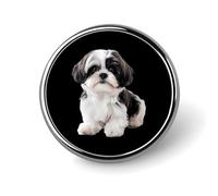 Spille rotonde in metallo con stampa a forma di cane Shih Tzu, graziose decorazioni con bottoni per zaini e abbigliamento