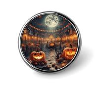 Spille rotonde in metallo con zucca di Halloween, perfette per la notte buia, ideali per uomo e donna.