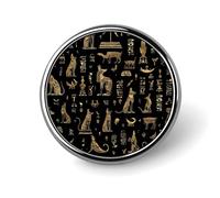 Spille rotonde in oro nero raffiguranti faraoni dell'antico Egitto, perfette per colletti e cappotti.