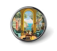 Spille rotonde personalizzate con la scritta "Amalfi Coast Beauty", ideali per decorare abiti da donna e da uomo.