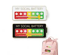 Spille smaltate batteria sociale interattive smaltate, spille My Social Battery Pin, badge umore con cursore regolabile, badge comunicazione non verbale per introversi vestiti borse, nero bianco