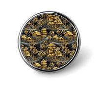 Spille smaltate in stile retrò hawaiano con stampa di paesaggi dorati, per giacche, cappotti, cappelli, borse, spille divertenti e uniche, accessori per gioielli alla moda per donne e uomini