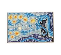 Spille smaltate per gatti di notte stellata - Artisti personalizzati pittura ad olio spille per risvolti, normale, Metallo non prezioso