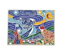 Spille smaltate per gatti di notte stellata - Artisti personalizzati pittura ad olio spille per risvolti, normale, Metallo non prezioso