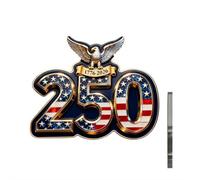 Spille smaltate per il 250° compleanno America, spille da bavero storiche placcate oro 1776-2026, accessori da collezione per il giorno dell'indipendenza dei veterani, per veterani e personale attivo