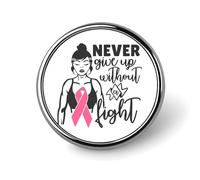 Spille smaltate Pezzi Non mollare mai senza combattere Bottoni di jeans Nastro per la lotta contro il cancro Regalo guerriero Spille rosa per zaini Spille per zaino con nastro per sopravvissuti al
