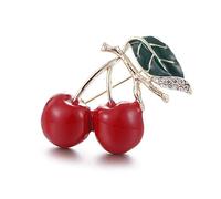 Spille Spilla Donna Moda Spilla Ciliegia Spilla Glitter Gioielli in Cristallo Charms Accessori di Vestiti Abito, Rosso, 3,4 * 3 cm Molto Pratico e Popolare Convenient Handled