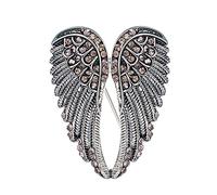spille, Spille con ali d'angelo strass tempestate di moda for uomo e donna, accessori for gioielli, spilla tendenza(Black Gun Plated)