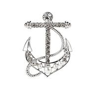 Spille, Spille di ancoraggio del timone navale Spille Spille di strass Abito Camicia Colletto Spilla da bavero Distintivo Accessori di gioielli for uomo(Silver)