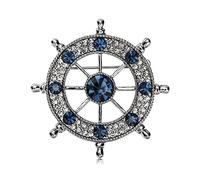 spille, Spille in cristallo stile navy for uomo Spilla for timone for barca distintive for gioielli da Colletto della camicia argentato Regali(Black)