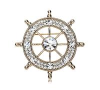 spille, Spille in cristallo stile navy for uomo Spilla for timone for barca distintive for gioielli da Colletto della camicia argentato Regali(Gold)