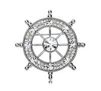 spille, Spille in cristallo stile navy for uomo Spilla for timone for barca distintive for gioielli da Colletto della camicia argentato Regali(Silver)