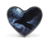 Spille stampate con distintivo in metallo a forma di cuore e luna del castello del corvo, graziose decorazioni con bottoni per zaini e abbigliamento