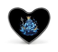 Spille stampate con distintivo in metallo a forma di cuore raffigurante il dio greco Poseidone, graziose decorazioni con bottoni per abbigliamento da zaino