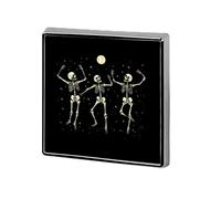 Spille stampate con distintivo quadrato in metallo con scheletro che balla sotto la luna, graziose decorazioni con bottoni per abbigliamento da zaino