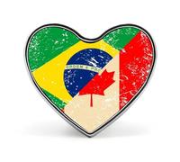 Spille stampate con spille in metallo a forma di cuore con bandiera retrò del Canada e del Brasile, graziose decorazioni con bottoni per zaini e abbigliamento