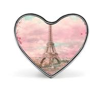 Spille stampate con spille in metallo a forma di cuore primaverile della Torre Eiffel a Parigi, graziose decorazioni con bottoni per zaini e abbigliamento