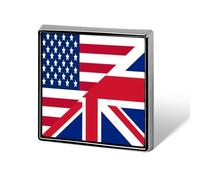 Spille stampate con stemma quadrato in metallo con bandiera inglese e statunitense, graziose decorazioni con bottoni per zaini e abbigliamento