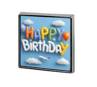 Spille unisex "Buon compleanno e nuvole", quadrate, leggere, da bavero, gioielli per abbigliamento, scialle, cappello