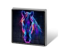 Spille unisex con testa di cavallo in stile street art al neon, forma quadrata e leggera, perfette per abbigliamento, scialli e cappelli.