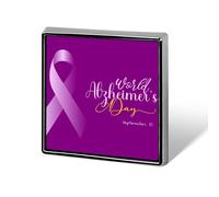 Spille viola per la sensibilizzazione sull'Alzheimer, spille quadrate, bottoni smaltati, decorazioni per feste