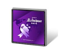 Spille viola per la sensibilizzazione sull'Alzheimer, spille quadrate, bottoni smaltati, decorazioni per feste